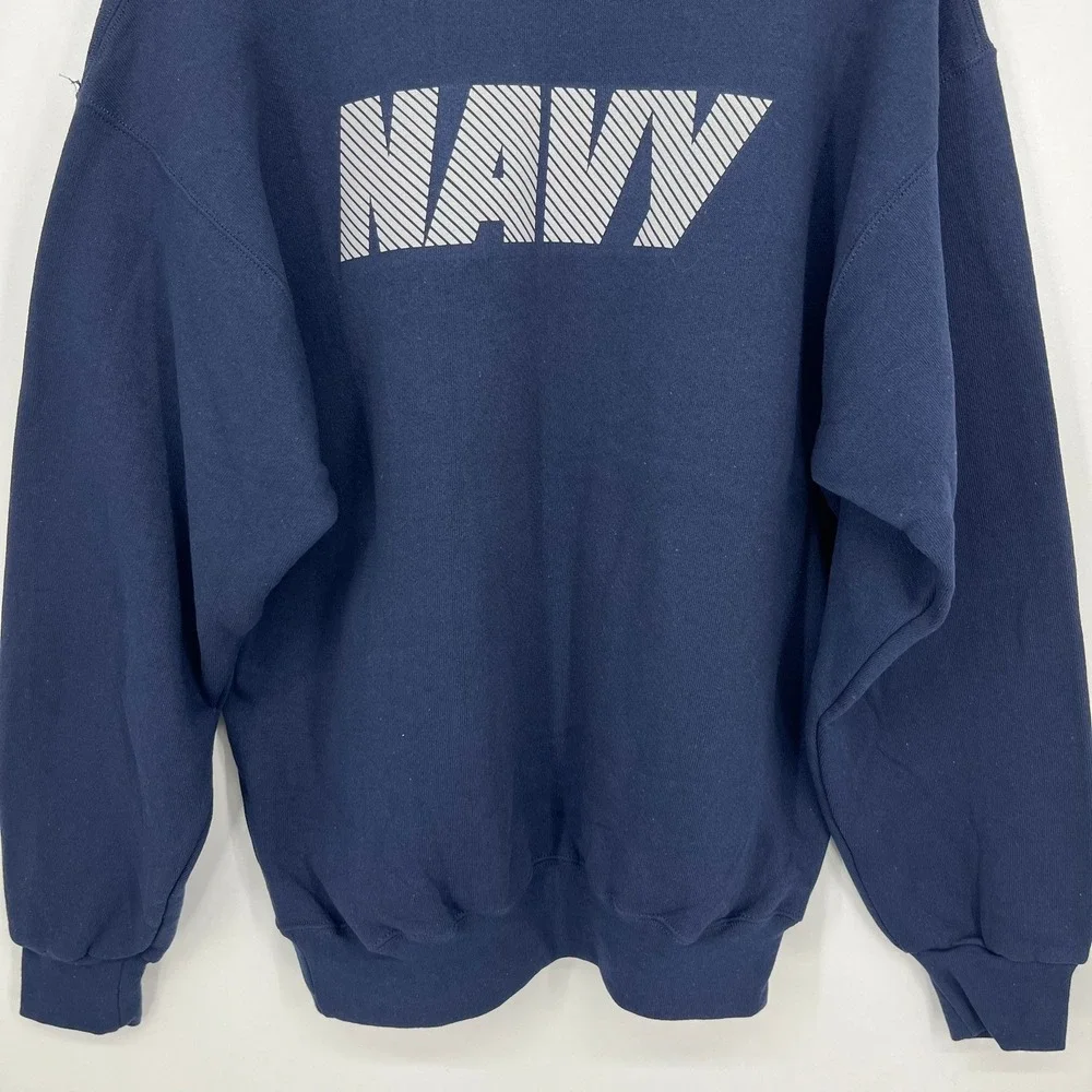Soffe Mens US Navy Reflective Logo Crewneck Fleece Sweatshirt Blue Size M NWT